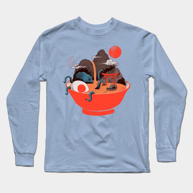 Ramen and Kraken Landscape Long Sleeve T-Shirt by ppmid